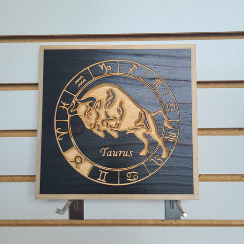 Taurus Zodiac Engraved Wood Sign