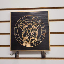 Gemini Zodiac Engraved Wood Sign