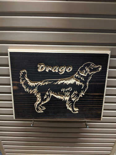 Customizable Golden Retriever Dog Name Engraved Wood Sign