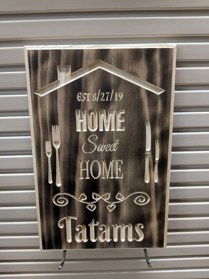 Customizable Home Sweet Home Wedding Sign, Wedding Gift, anniversary gift, custom Engraved Wood Sign