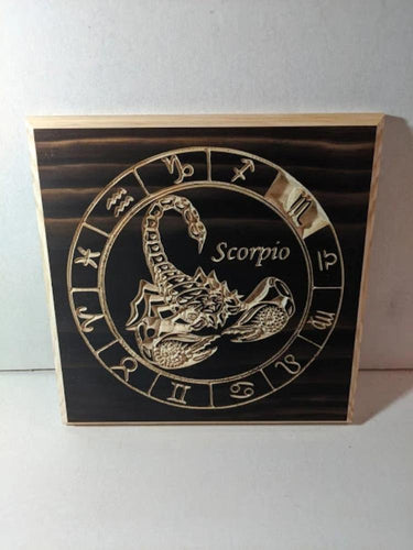 Scorpio Zodiac Engraved Wood Sign