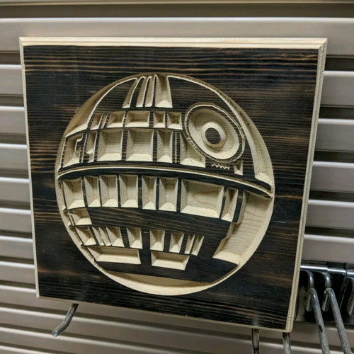 Death Star Engraved Wood Sign