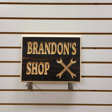 Load image into Gallery viewer, Customizable Engraved Wood Shop Name Sign