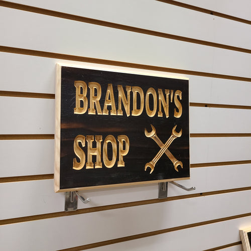 Customizable Engraved Wood Shop Name Sign