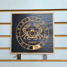 Load image into Gallery viewer, Cancer Zodiac Engraved Wood Sign
