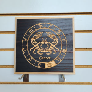 Cancer Zodiac Engraved Wood Sign