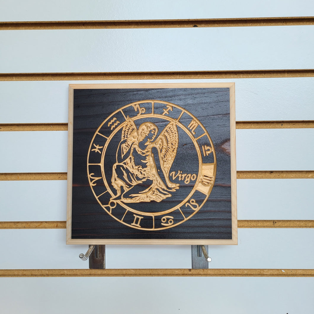 Virgo Zodiac Engraved Wood Sign