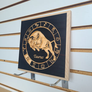 Taurus Zodiac Engraved Wood Sign