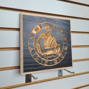 Aquarius Zodiac Engraved Wood Sign