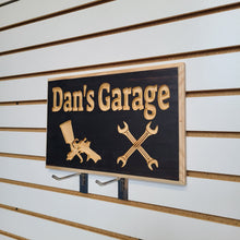 Load image into Gallery viewer, Customizable Engraved Wood Garage Shop Name Sign