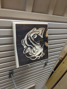 Catfish Fish Engraved Wood Sign