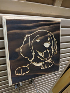 Golden retriever pup Engraved Wood Sign