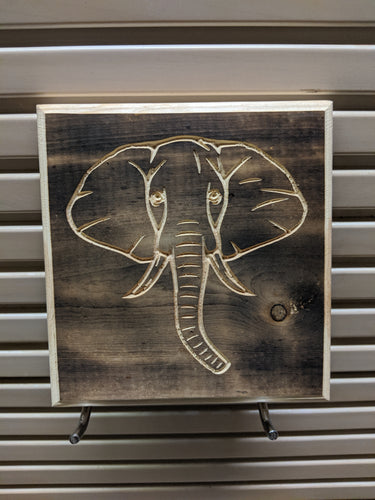 Elephant Engraved Wood Sign