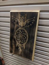 Load image into Gallery viewer, Owl Dream Catcher Engraved Wood Sign