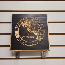 Load image into Gallery viewer, Aries Zodiac Engraved Wood Sign