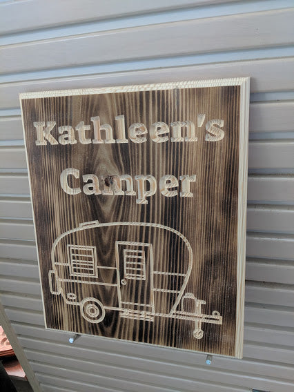 Customizable Happy Camper Engraved Wood Sign