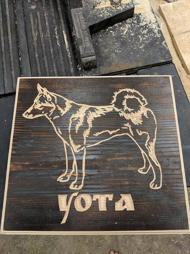 Customizable Huskie Dog Name Engraved Wood Sign