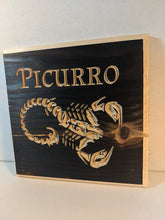 Load image into Gallery viewer, Customizable Scorpion Scorpio zodiac Name Engraved Wood Sign