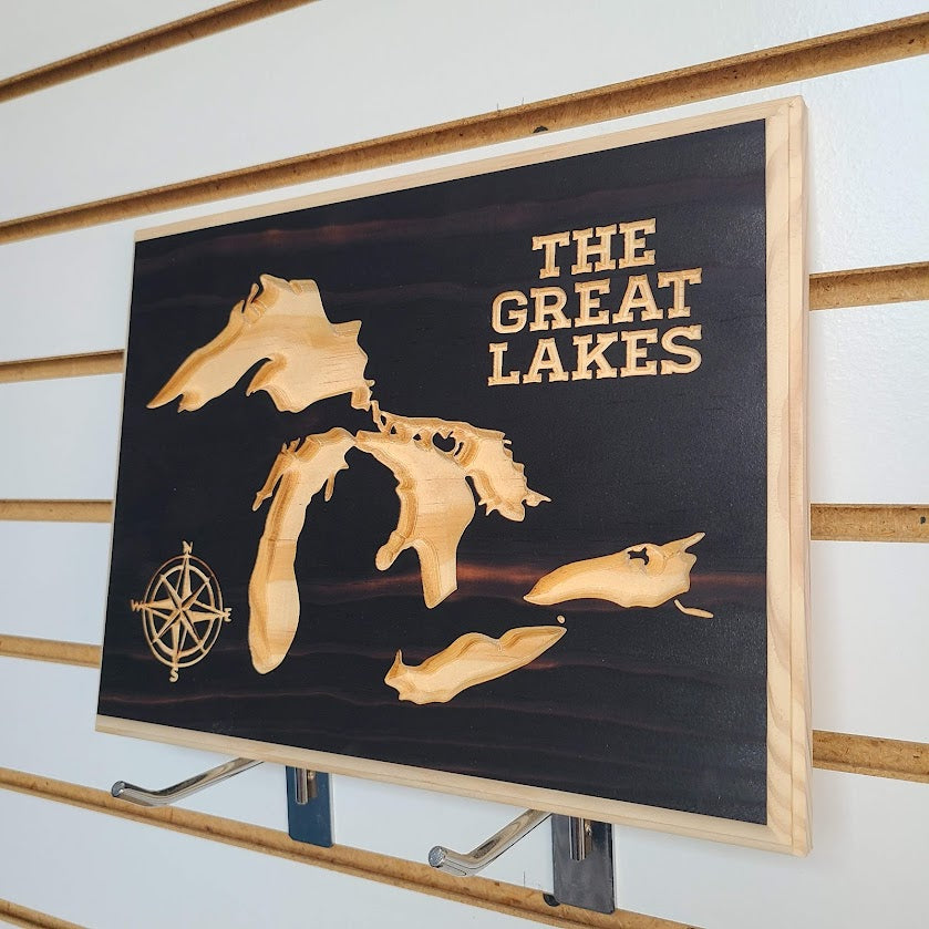The Great Lakes Engraved Wood Sign