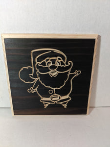 Christmas set of 3 Engraved Wood Sign, Santa, Candy Cane and Mistletoe Bells